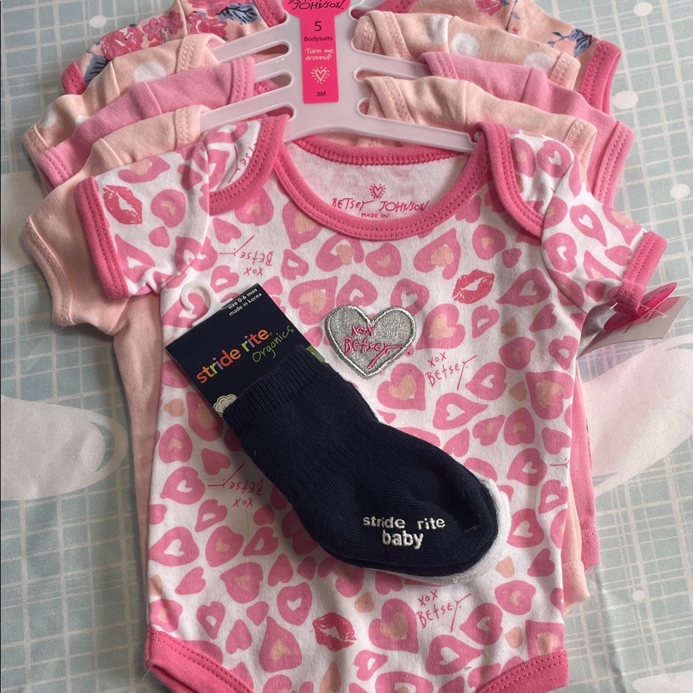 Betsey Johnson onesies pack and socks